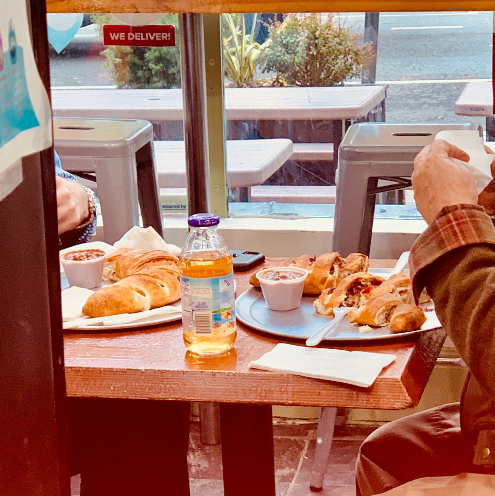 Calzones served at a dine-in table