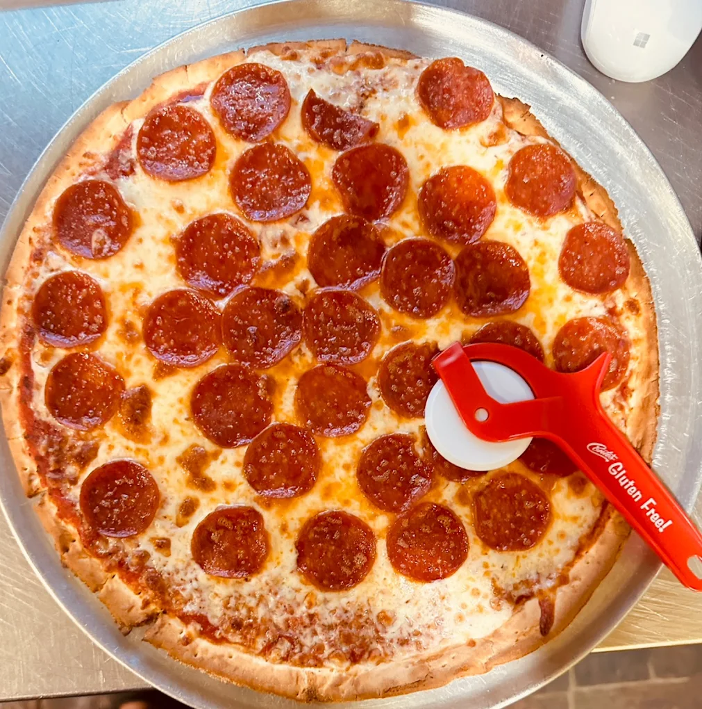 Another gluten-free pepperoni pizza fresh from the kitchen